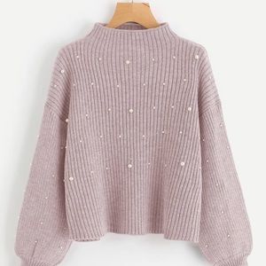 Adorable pearl light pink sweater!